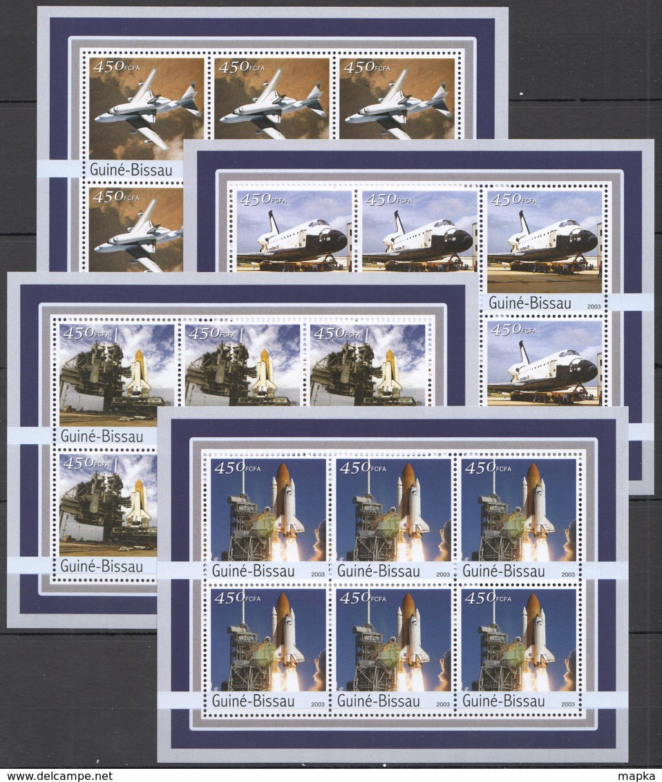 XX669 2003 GUINEA-BISSAU TRANSPORT AVIATION SPACE SHUTTLE COLUMBIA !!! 6SET MNH - Altri & Non Classificati