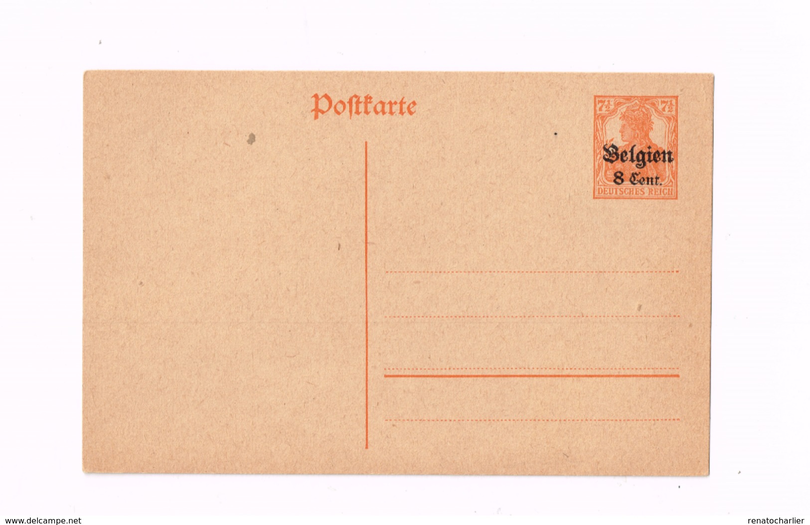 Entier Postal à 8 Centimes. - German Occupation