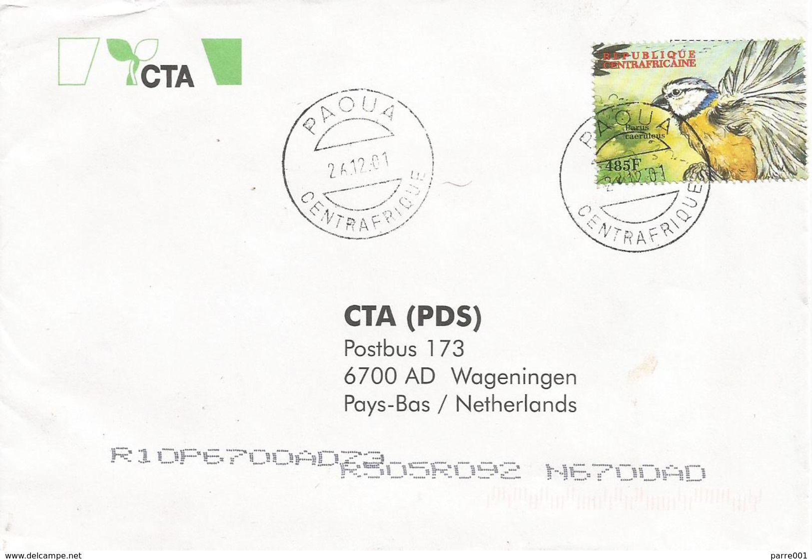 Centrafrique RCA CAR 2001 Paoua Eurasian Blue Tit Cyanistes Caeruleus Bird Cover - Centraal-Afrikaanse Republiek