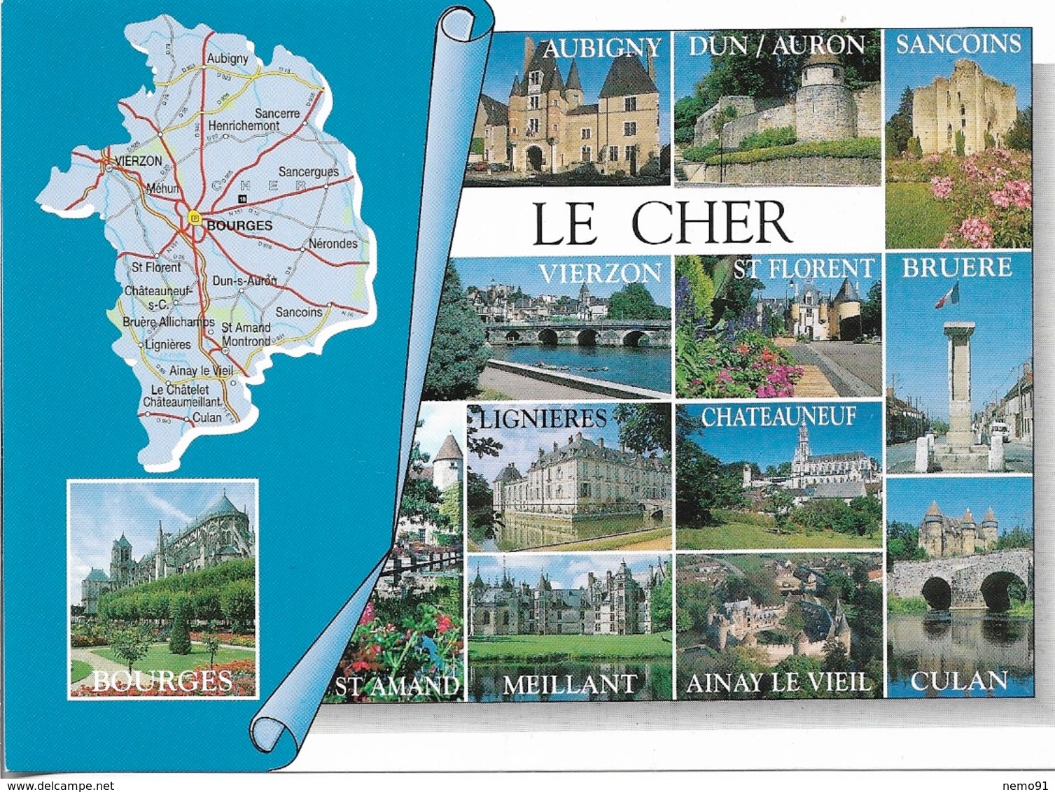 CARTES GÉOGRAPHIQUES - 18 - LE CHER - 14 PETITES VUES - CPM - VIERGE - - Cartes Géographiques