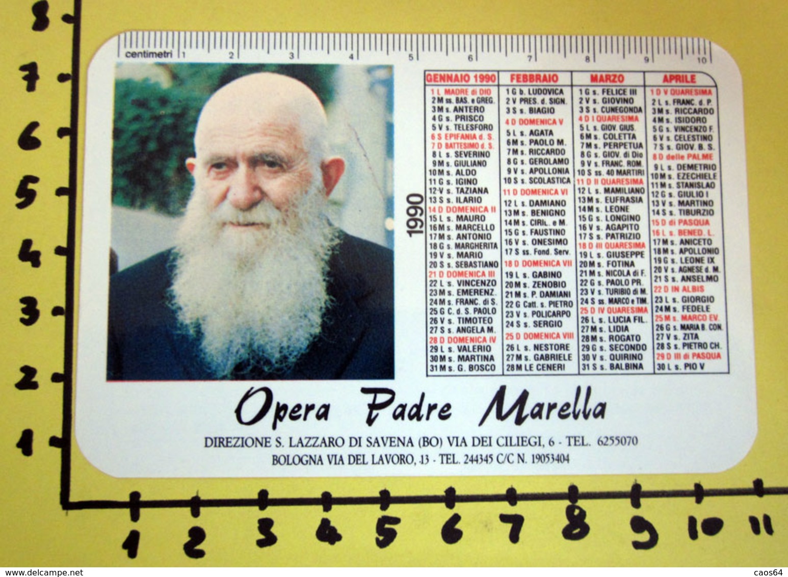 OPERA PADRE MARELLA 1990  CALENDARIO TASCABILE PLASTIFICATO - Big : 1981-90