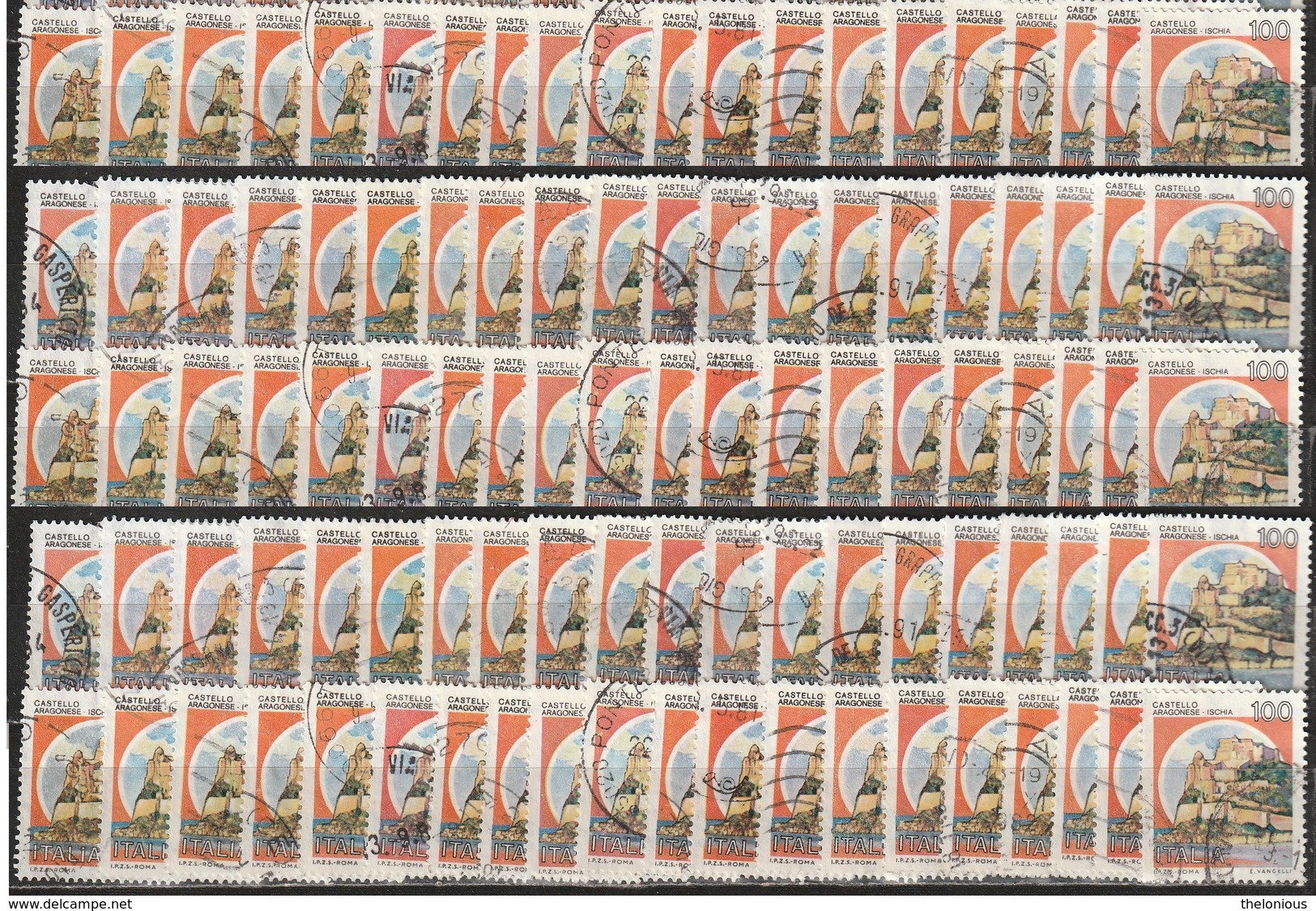 # Italia 1980 Castelli - N. Yvert 1440 - Accumulo Di 100 Pezzi - 1971-80: Usati