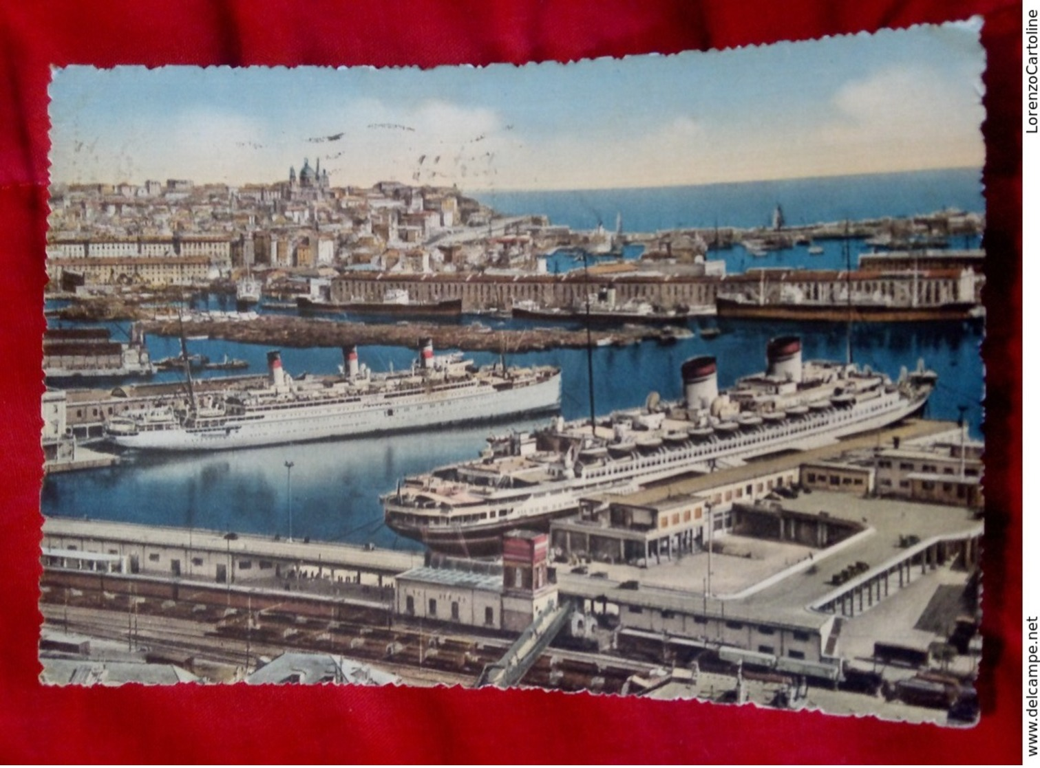 GENOVA Transatlantici In Porto CARTOLINA VIAGGIATA ANNI 50 - Genova