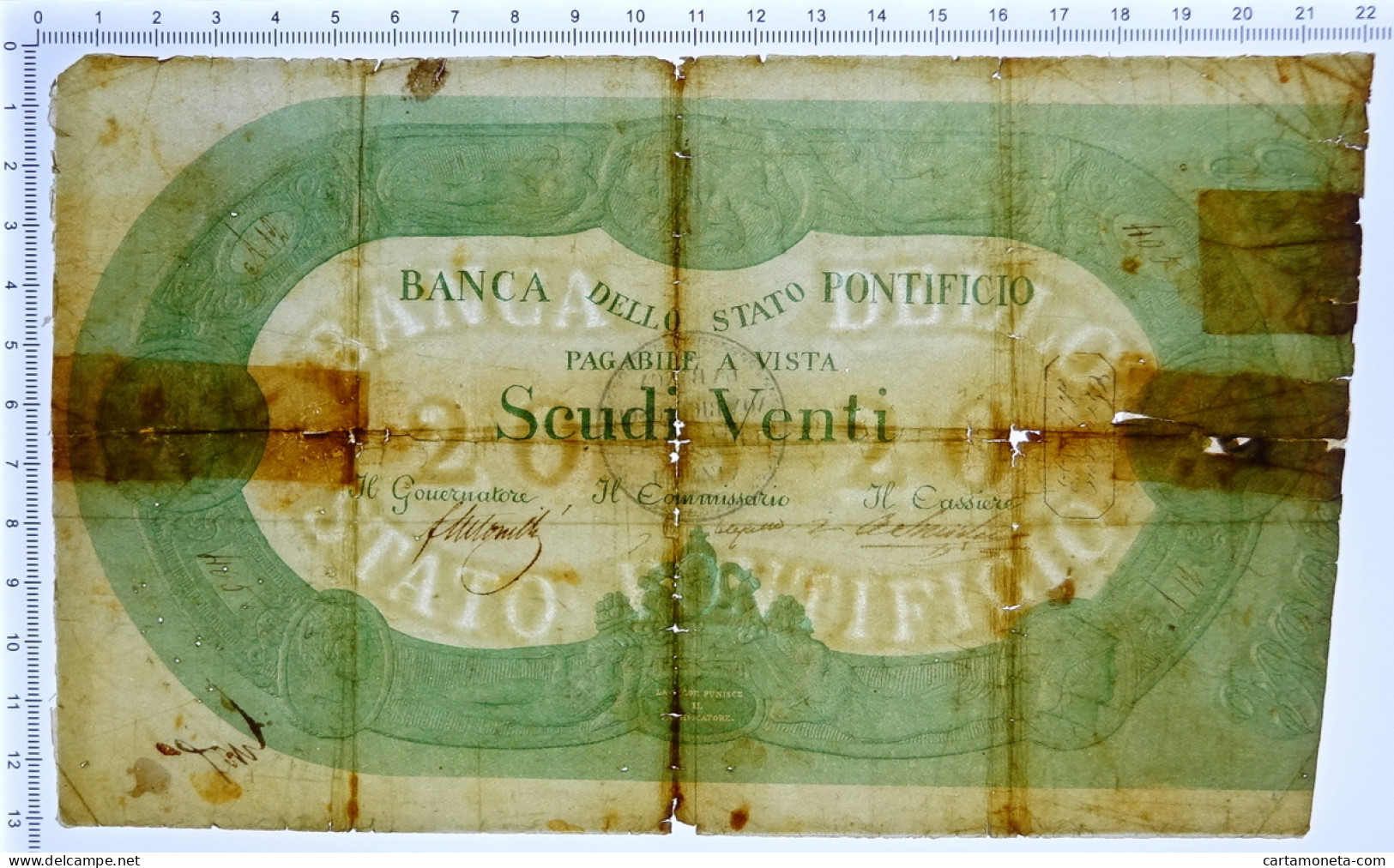 20 SCUDI BANCA DELLO STATO PONTIFICIO 1853 MB+ - Altri & Non Classificati