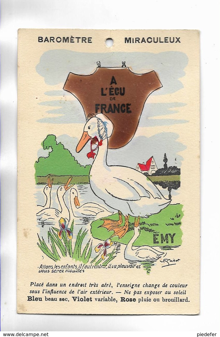 Carte Fantaisie Illustrée Par EMY " Baromètre Miraculeux " A L' écu De France. - Otros & Sin Clasificación