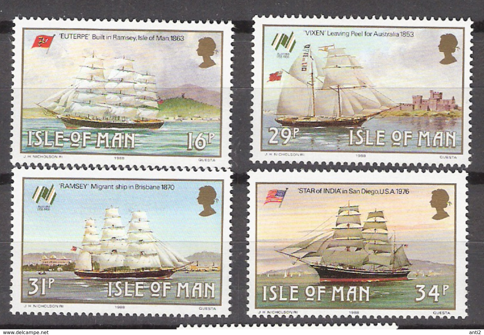 Isle Of Man 1988 Sailing Ships Mi 371-374 MNH(**) - Man (Insel)