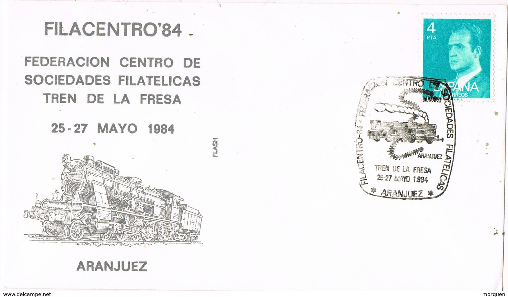 33427. Carta Exposicion ARANJUEZ (Madrid) 1984. Filacentro 84. Ferrocarril, Tren De La Fresa - Cartas & Documentos