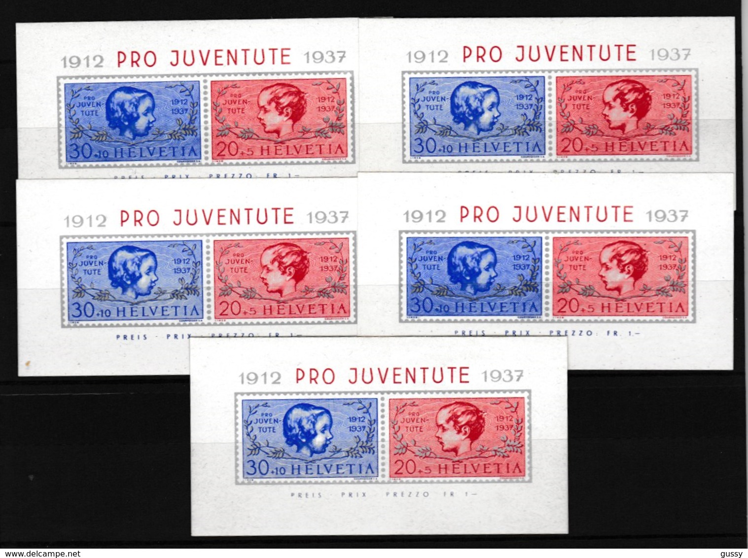 SUISSE:  Bloc 'Pro Juventute 1937'   Neuf **,   LUXE  !!! - Unused Stamps