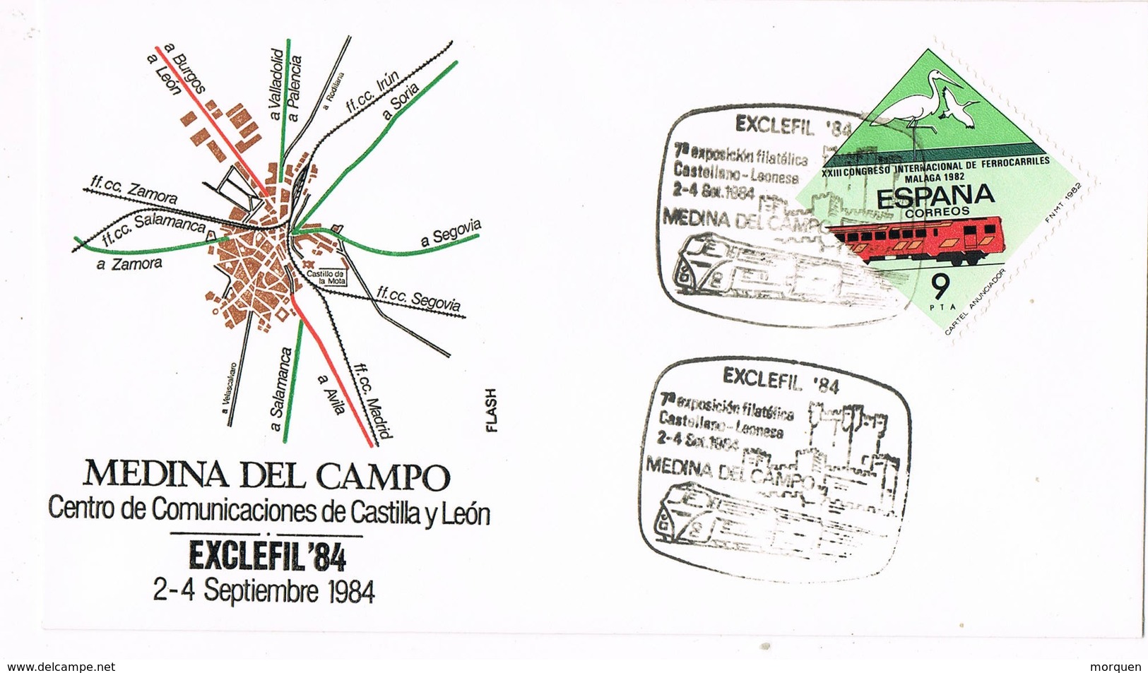 33428. Carta Exposicion MEDINA Del CAMPO (Valladolid) 1984. Exclefil 84. Ferrocarril, Comunicaciones - Cartas & Documentos
