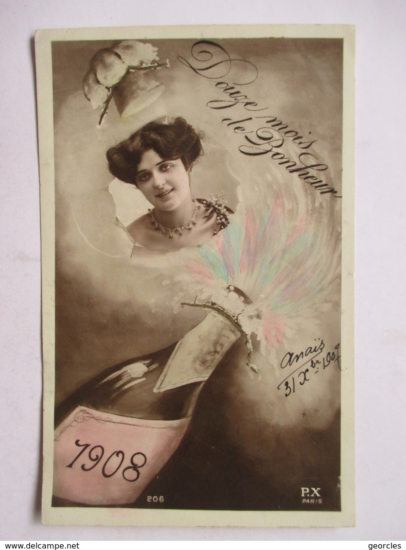 1908        FEMME  ET  CHAMPAGNE                TTB - Nouvel An