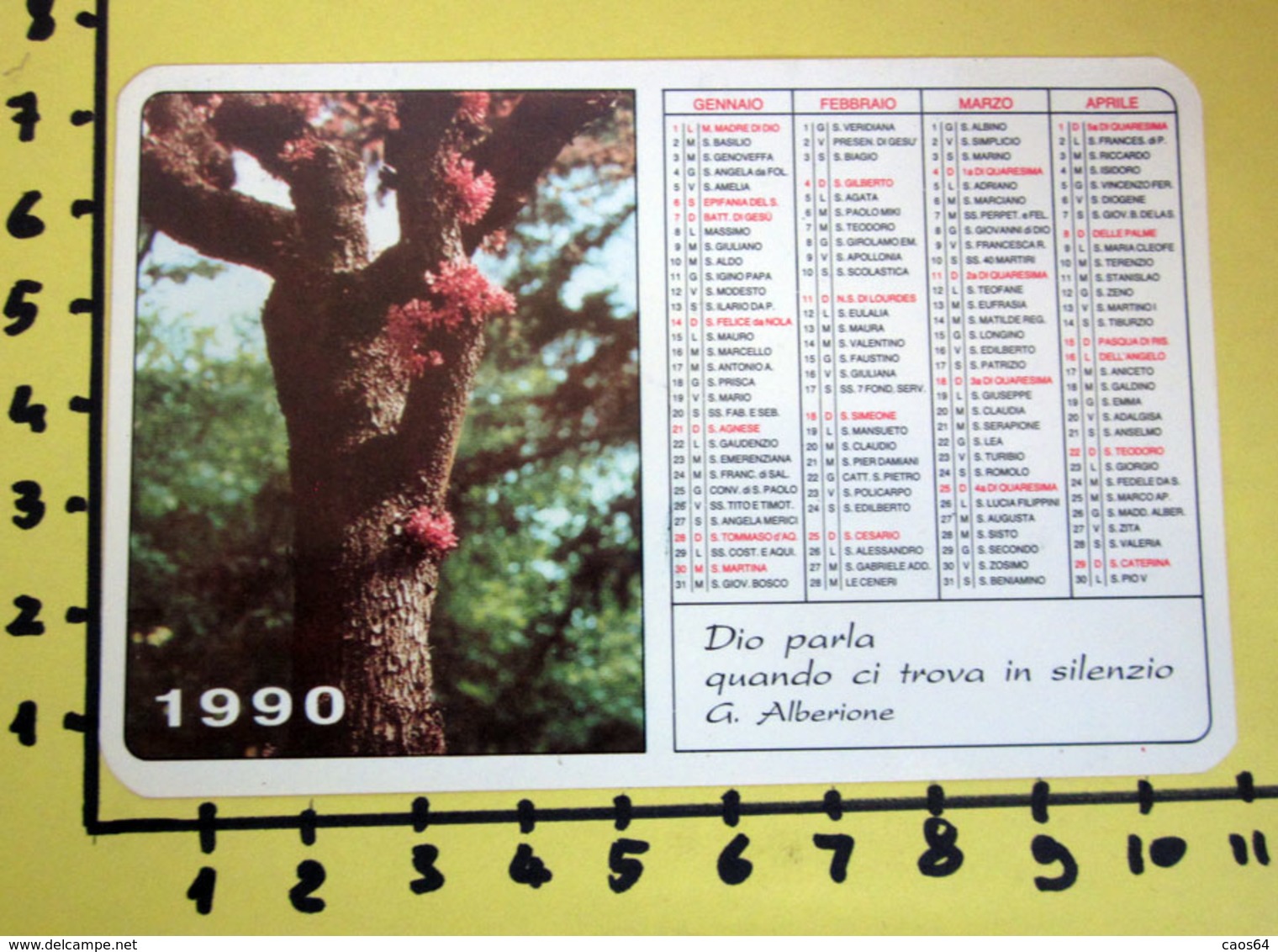 AGENZIA EDIZIONI PAOLINE 1990  CALENDARIO TASCABILE PLASTIFICATO - Tamaño Grande : 1981-90