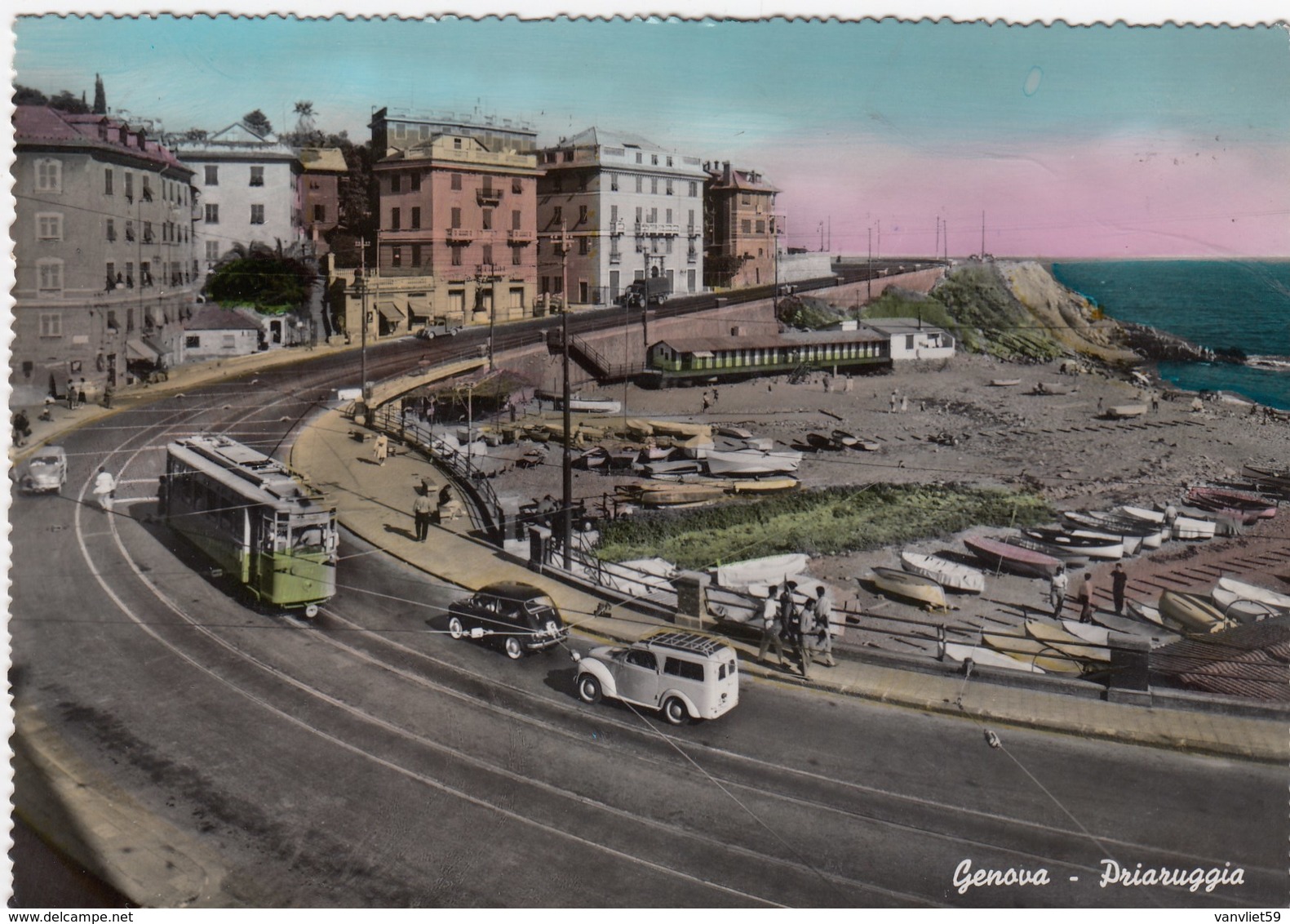 GENOVA-PRIARUGGIA-PASSAGGIO TRAM-CARTOLINA VERA FOTOGRAFIA VIAGGIATA IL 4-8-1958 - Genova