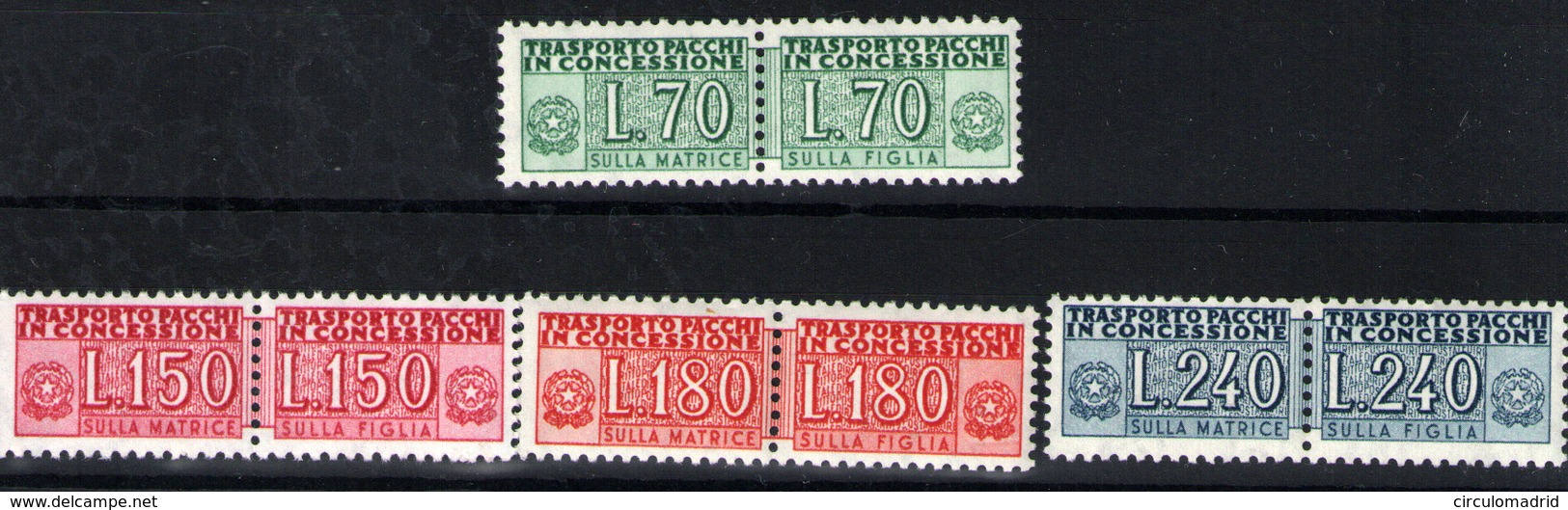 Italia (paquetes Postales) Nº 93A, 101/03. Año 1956/68 - Paquetes Postales
