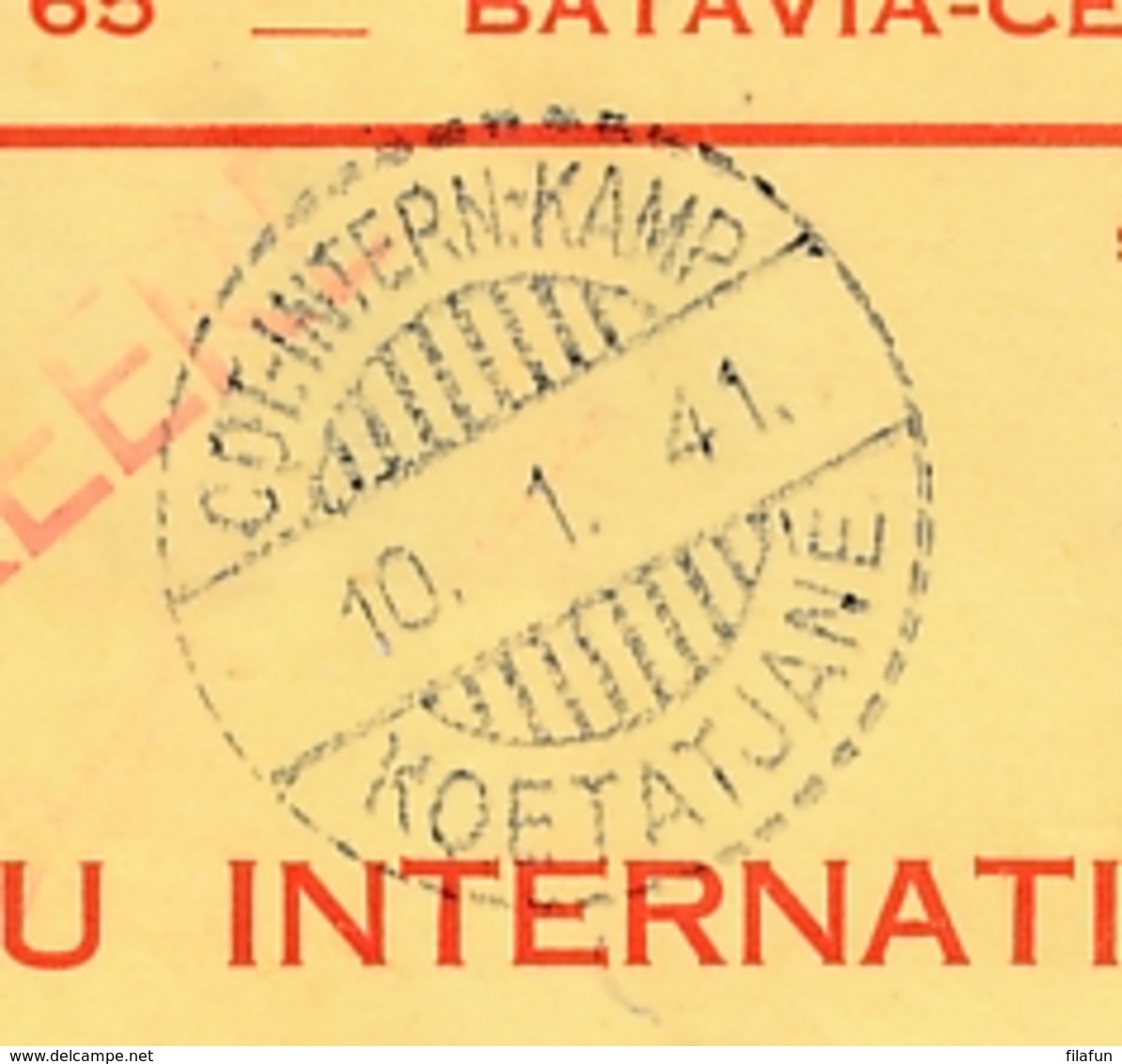 Nederlands Indië - 1941 - 20 Cent Wilhelmina Op Censored Red Cross POW Cover Van CDT-INTERN.KAMP KOETATJANE Naar Geneve - Nederlands-Indië