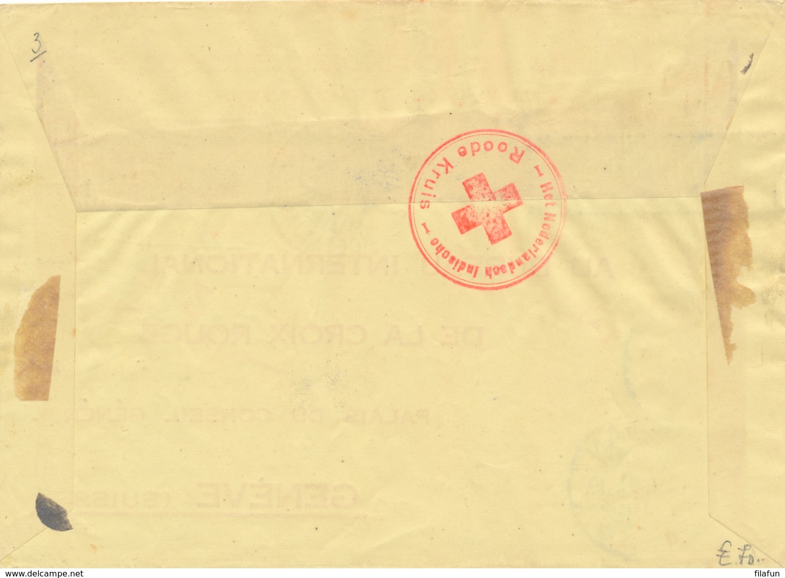 Nederlands Indië - 1941 - 20 Cent Wilhelmina Op Censored Red Cross POW Cover Van CDT-INTERN.KAMP KOETATJANE Naar Geneve - Nederlands-Indië