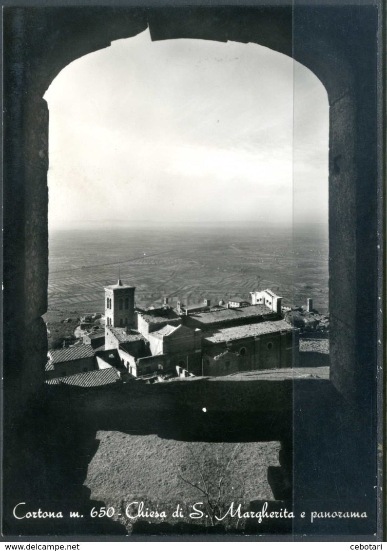 CORTONA (AR) - Chiesa Di S. Margherita E Panorama - Cartolina Non Viaggiata, Come Da Scansione. - Arezzo