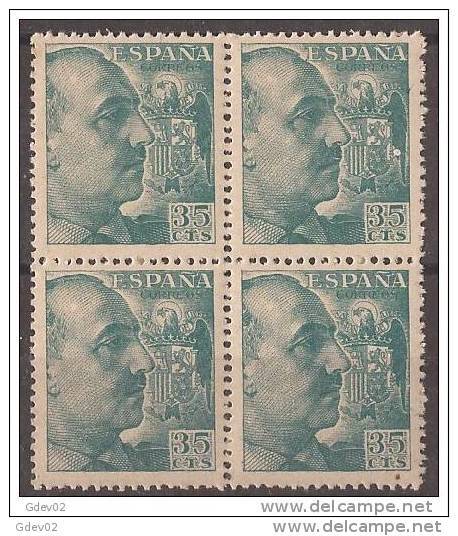 ES1050BL4-LAB045TESO.España Spain.Espagne .General  FRANCO Y CID.1048/53. (Ed 1050**BL4) Sin Clarnela LUJO - Otros & Sin Clasificación