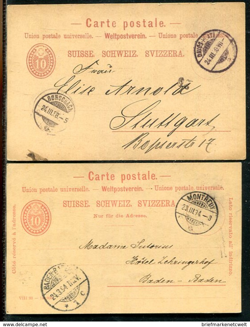 Schweiz / 1888 Ff. / 4 Postkarten O, Stempel ! (19117) - Interi Postali