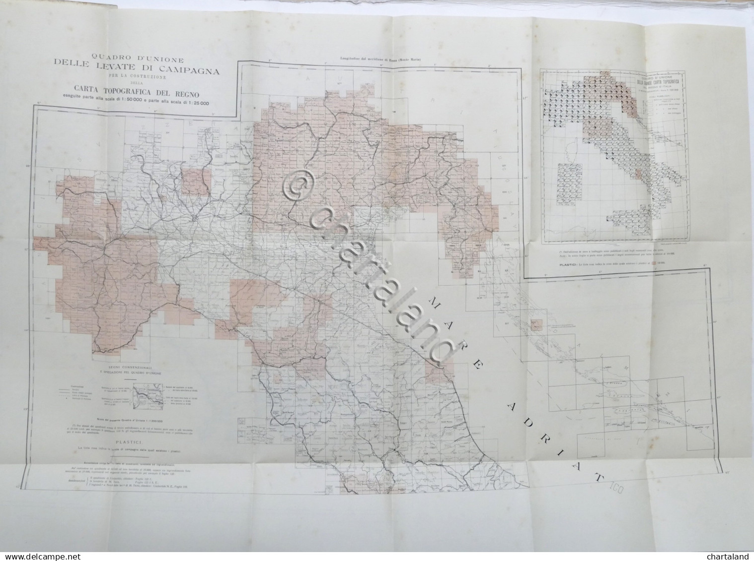 Militaria - Istituto Geografico Militare Quadro Levate Campagna Carta Regno 1935 - Altri & Non Classificati