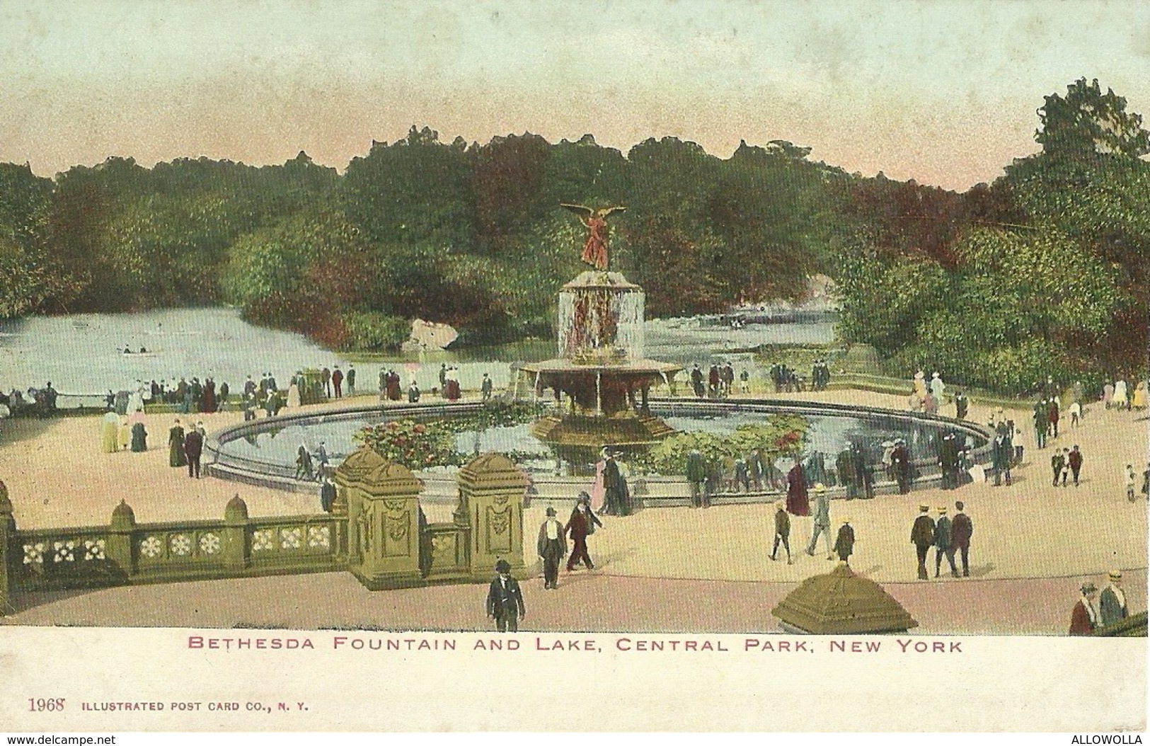 4655" BETHESDA FOUNTAIN AND LAKE-CENTRAL PARK-NEW YORK " ANIMATA-CART. POST. ORIG. NON SPED. - Central Park