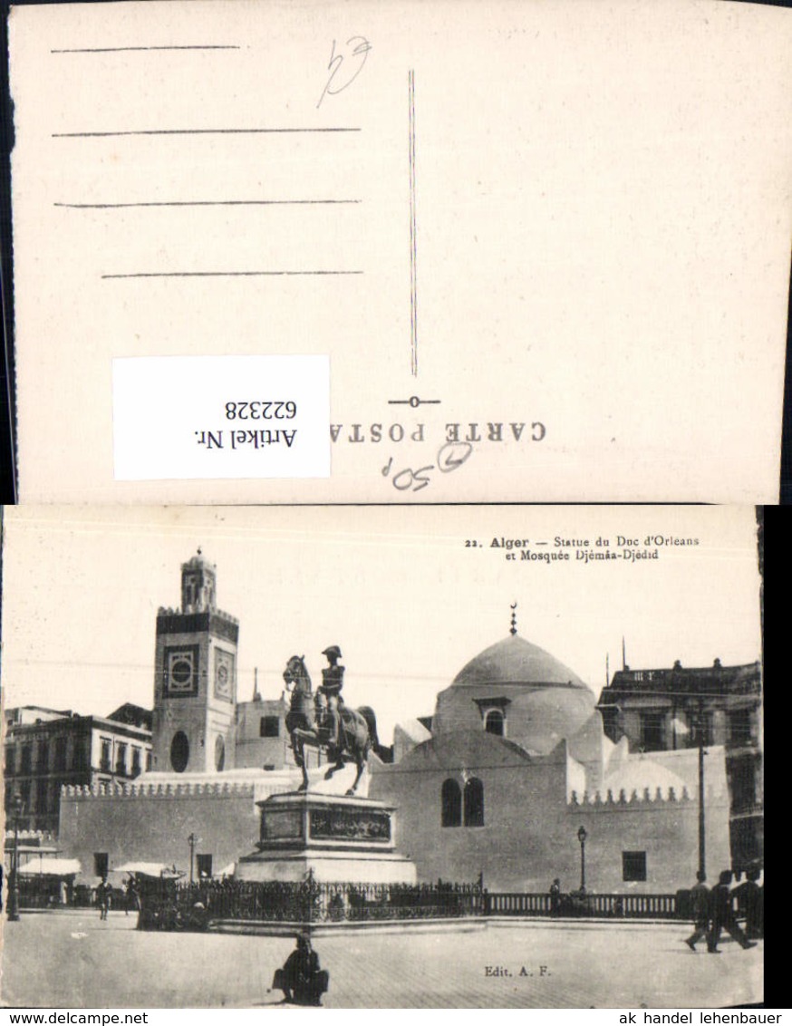 622328,Alger Algier Statue Du Duc D Orleans Et Mosque Djemaa-Djedid Algeria - Sonstige & Ohne Zuordnung