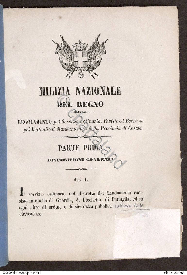 Militaria - Milizia Nazionale Regno - Regolamento - Provincia Di Casale - 1855 - Documenti