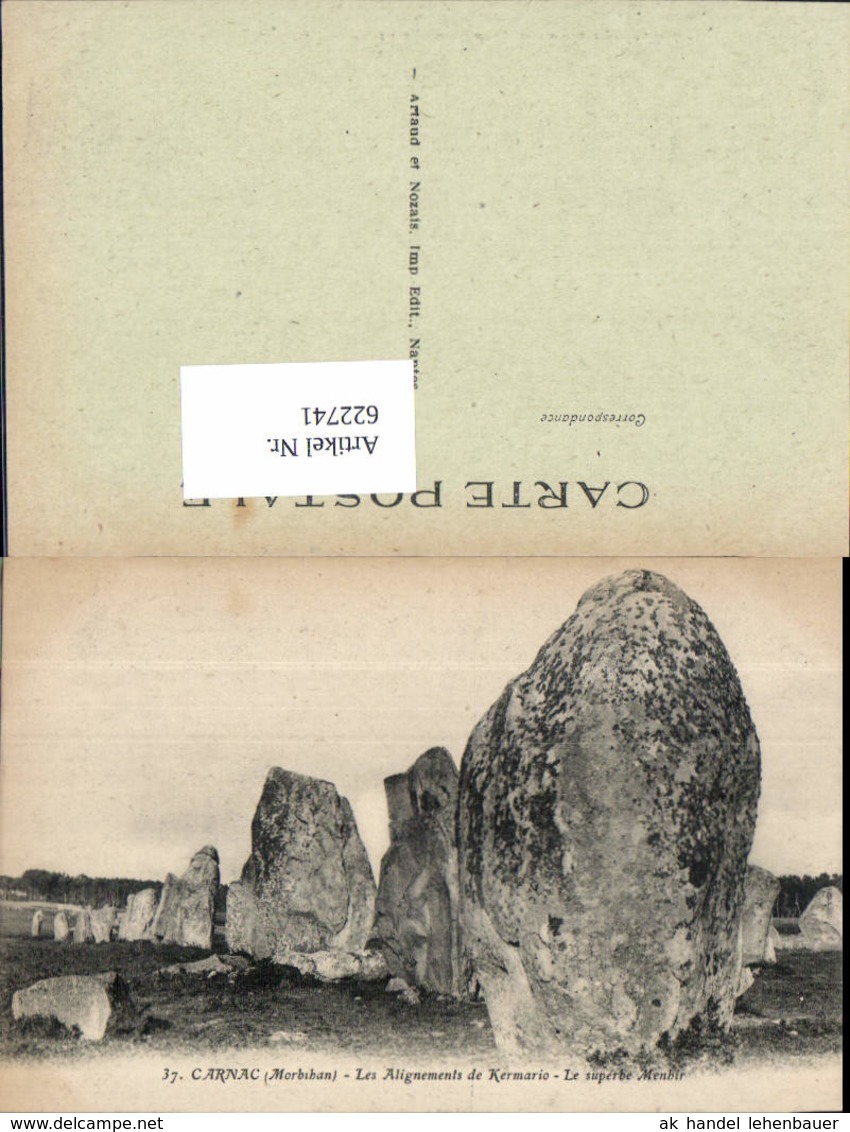 622741,Carnac Morbihan Les Alignements De Kermario Le Superbe Menhir Felsen Gesteinsf - Carnac