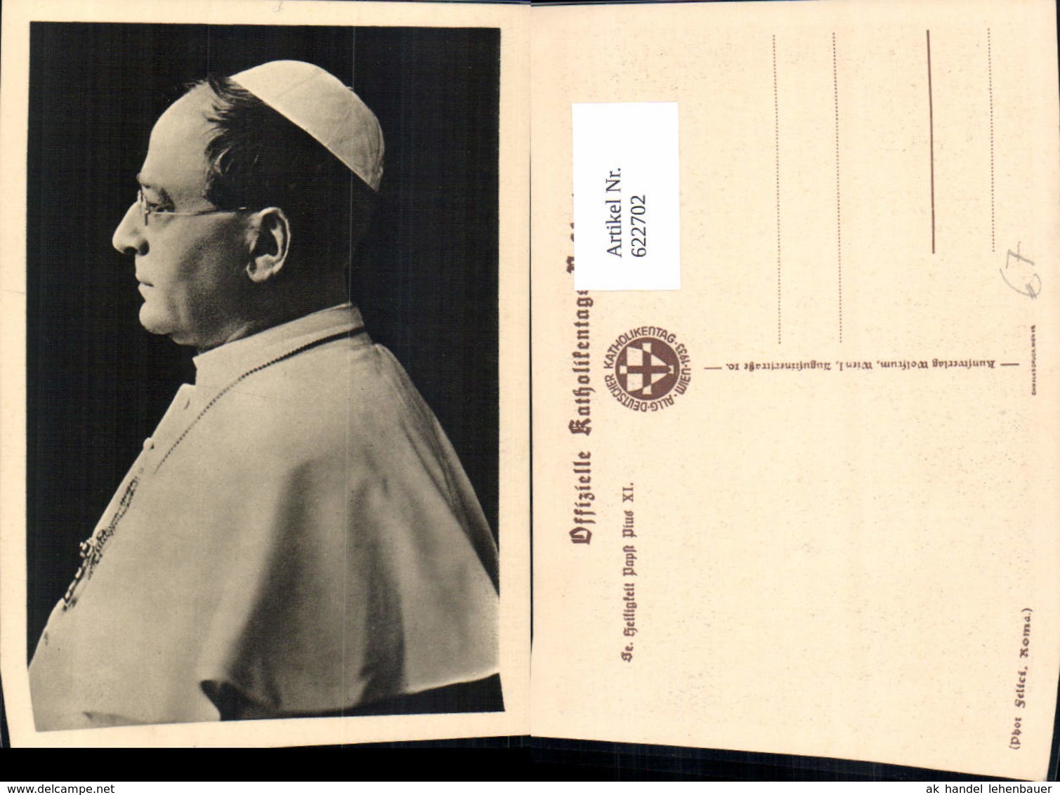 622702,Portrait Papst Piux XI Religion - Sonstige & Ohne Zuordnung