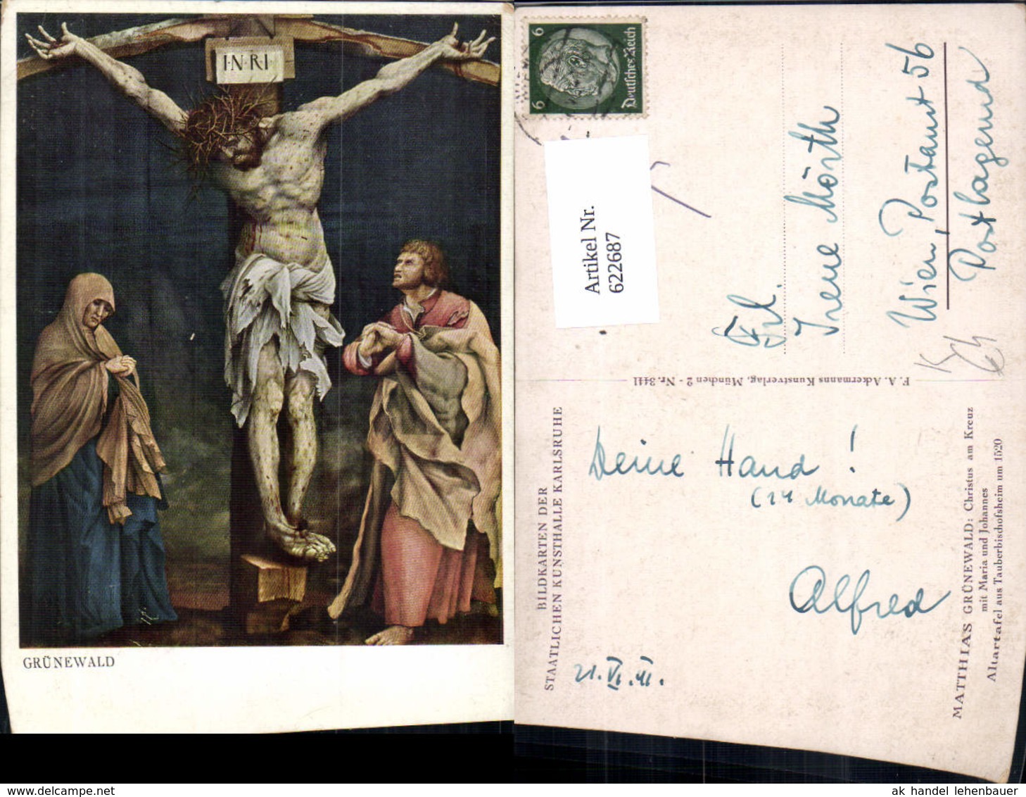 622687,K&uuml;nstler Ak Matthias Gr&uuml;newald Christus A. Kreuz M. Maria U. Johannes Religion - Sonstige & Ohne Zuordnung