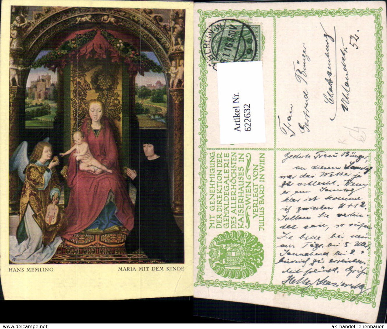 622632,K&uuml;nstler Ak Hans Memling Maria M. D. Kinde Religion - Sonstige & Ohne Zuordnung