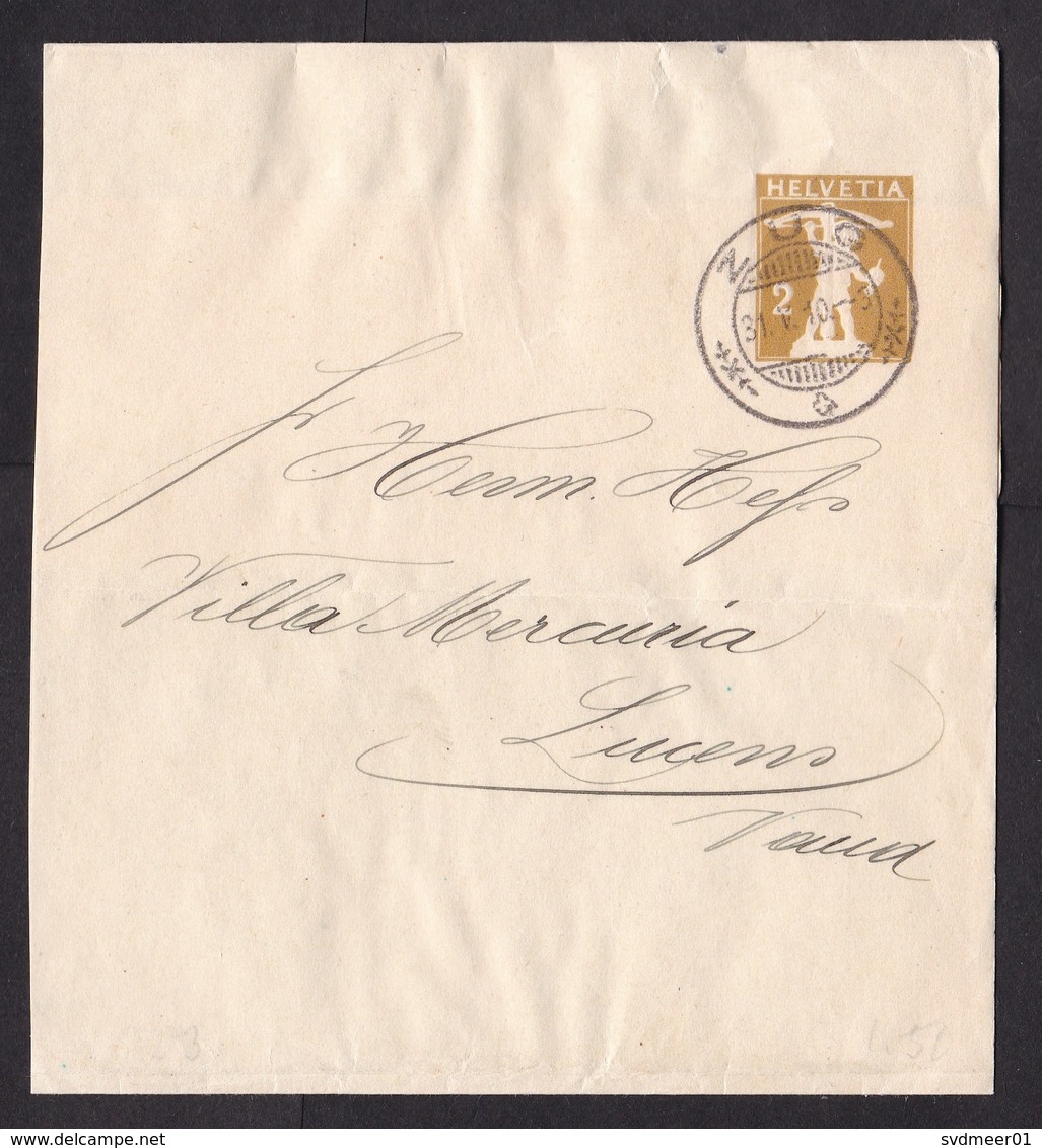 Switzerland: Stationery Wrapper, 1910, Cancel Zug (damaged: Fold) - Brieven En Documenten