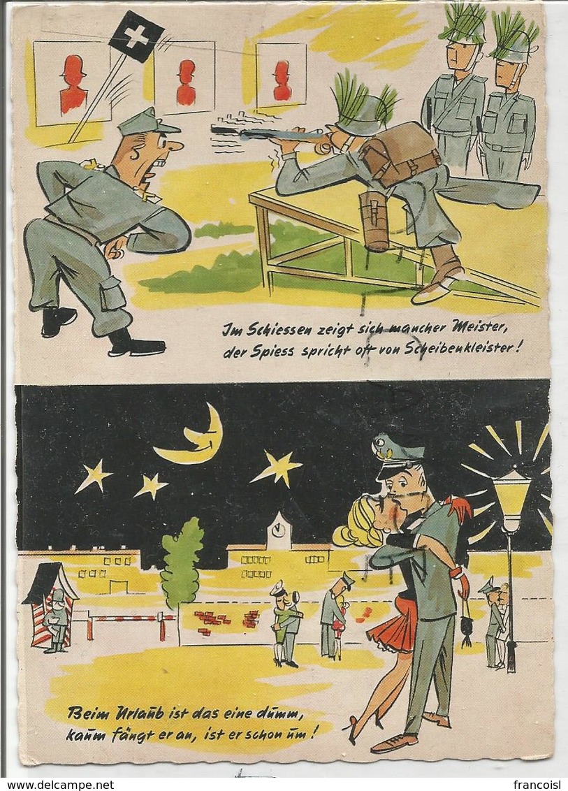 Soldats Allemands Au Tir Et En Soirée:" Im Schiessen Zeigt Sich Mancher Meister..." - Humoristiques