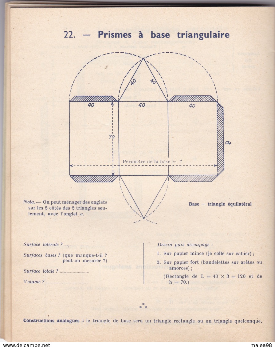 GEOMETRIE  -  DESSIN   Et  TRAVAIL  MANUEL ,,,, A.  AUNEVEUX ,,,, TBE - 6-12 Ans