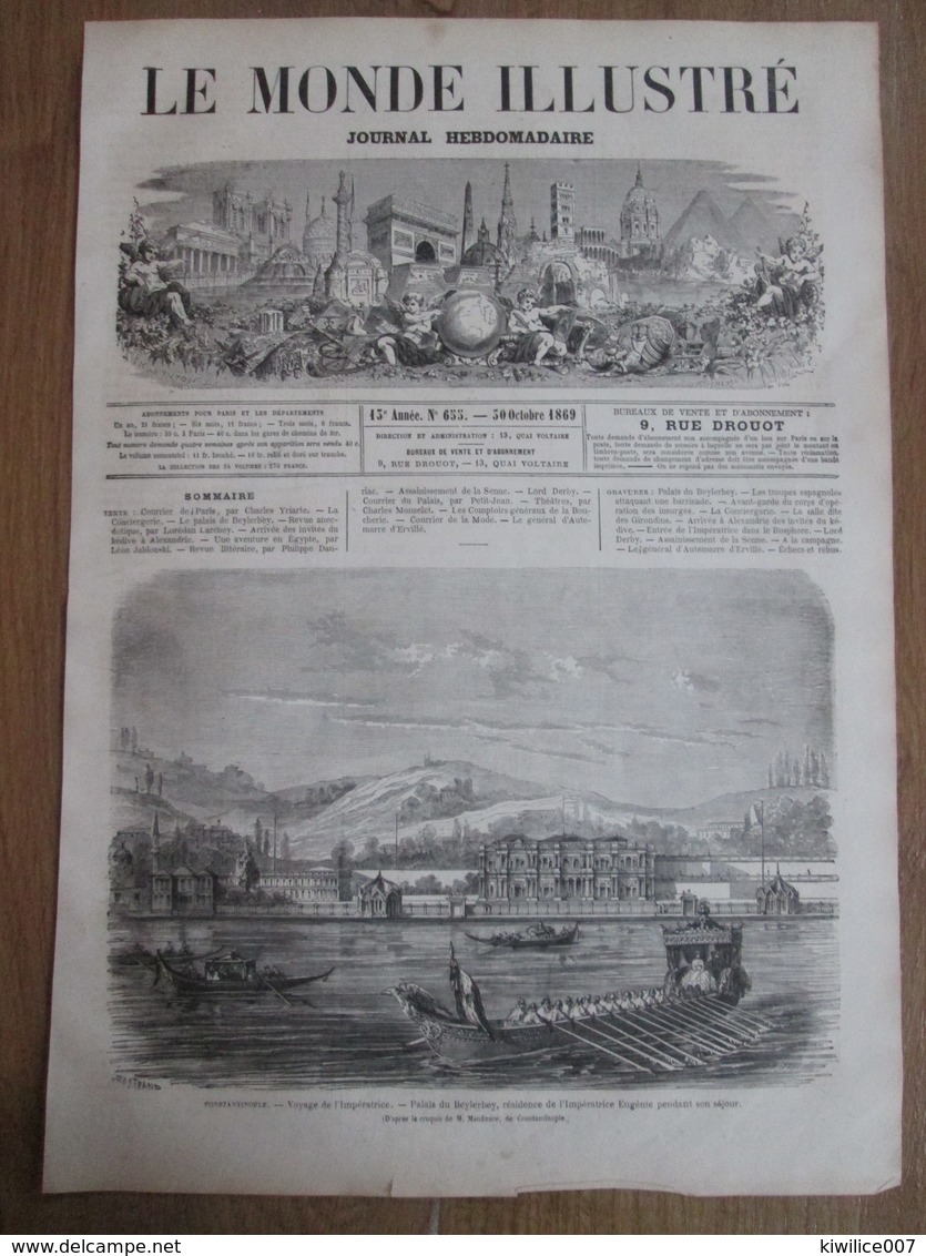 Gravure  1869   Constantinople   Voyage De L Impératrice   Palais Du Beylerbey  Résidence Turquie - Unclassified