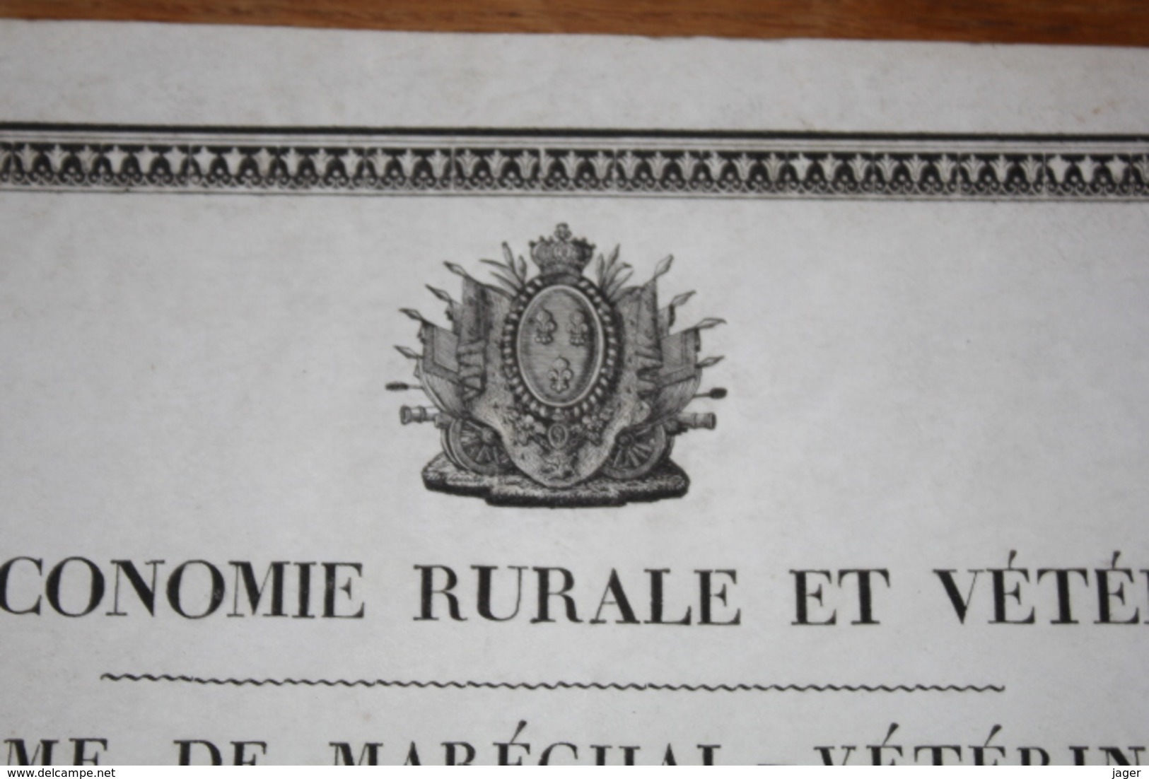 Diplome Sur Velin 1816  Ecole Royale D'economie Rurale Et Vétérinaire De LYON - Historical Documents