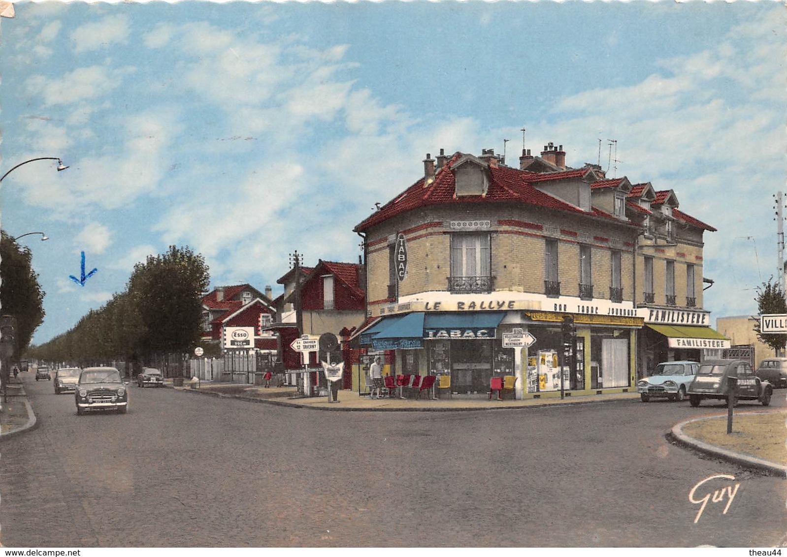 VILLETANEUSE   -  Le Tabac Et La Route De Saint-Leu  -  " LE RALLYE "   -  Le Familistère  -  Station " ESSO " - Villetaneuse