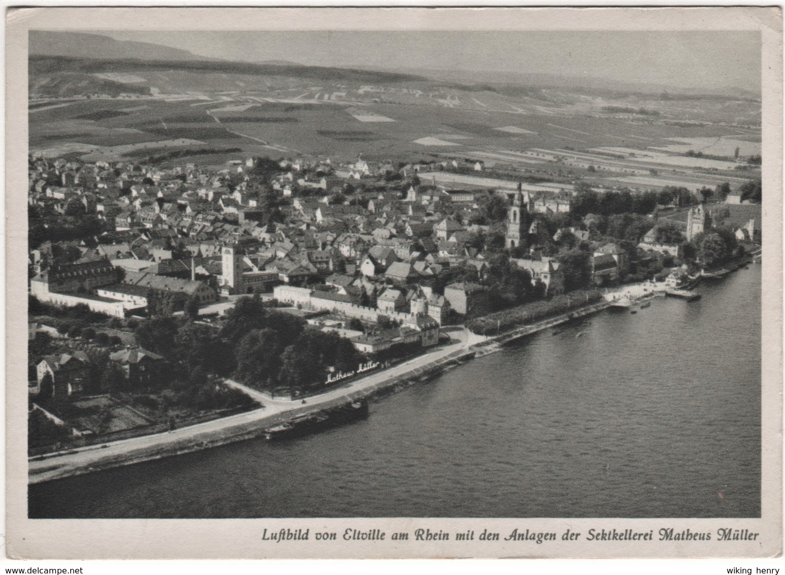 Eltville - S/w Luftbild Mit Den Anlagen Der Sektkellerei Matheus Müller MM - Eltville