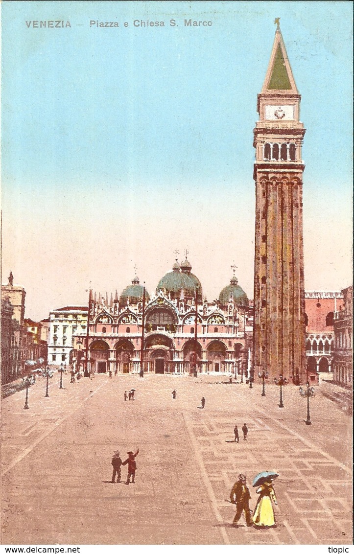 2 Superbes Cpa Couleur De  VENEZIA  ( Italia ) Piazza E Chiesa  S. Marco ---  Rio E Campiello S. Trovaso - Venezia (Venice)