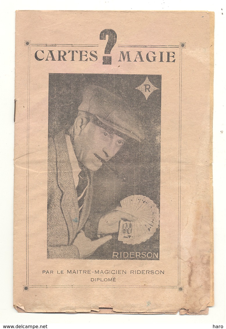 Petit Livret Avec " TOURS DE CARTES "  Magie, Prestidigitation,..par Le Magicien Gaston Corbier Dit "RIDERSON ".(fr81) - Autres & Non Classés