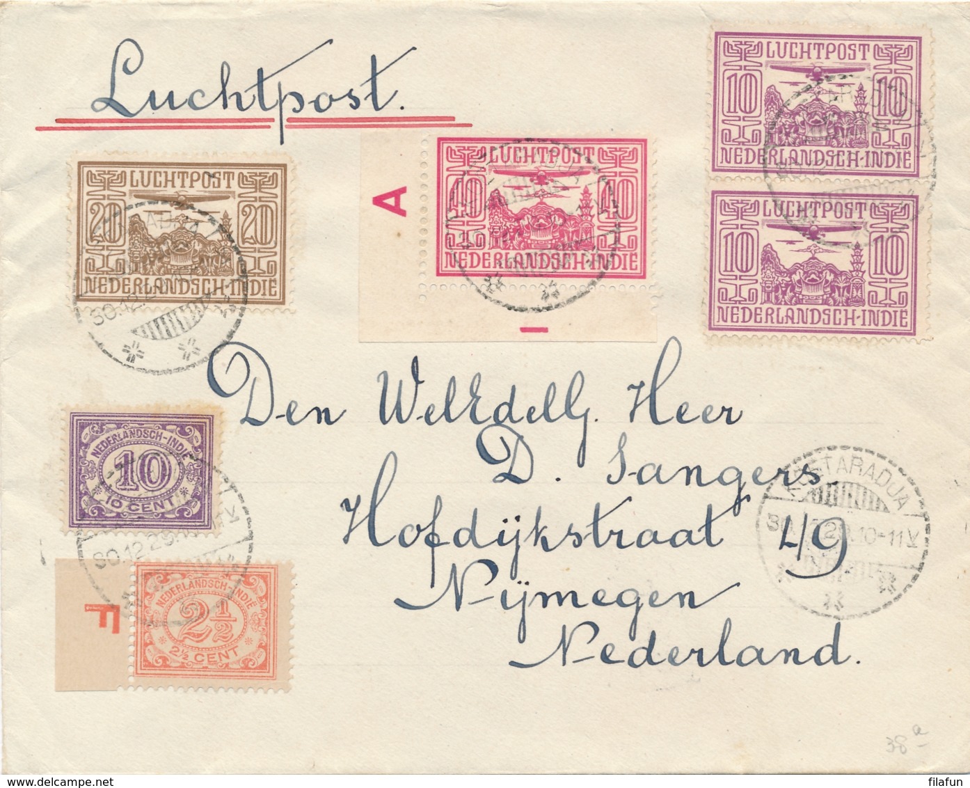 Nederland Indië / Nederland - 1930 - 6 Zegels Op 6e Terugvlucht Van Koetaradja Naar Nijmegen - Niederländisch-Indien