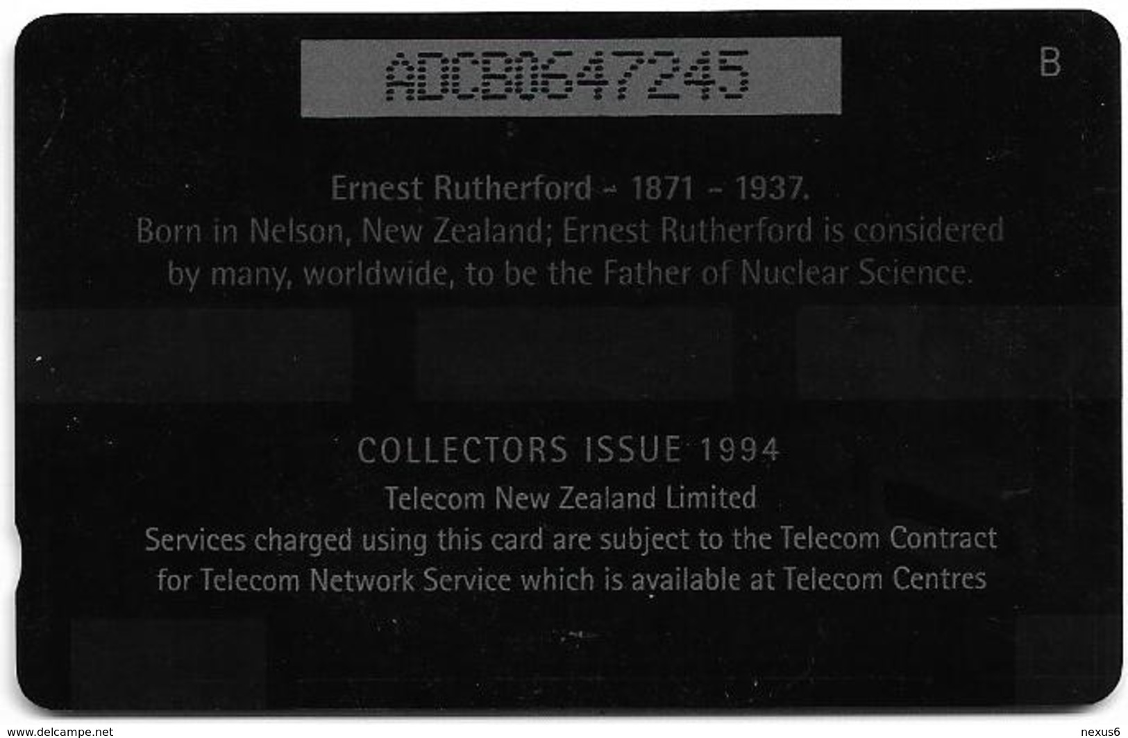 New Zealand - Promotional Cards - Lord Rutherford, (Collectors Issue 1994), 9.000ex, Used - New Zealand