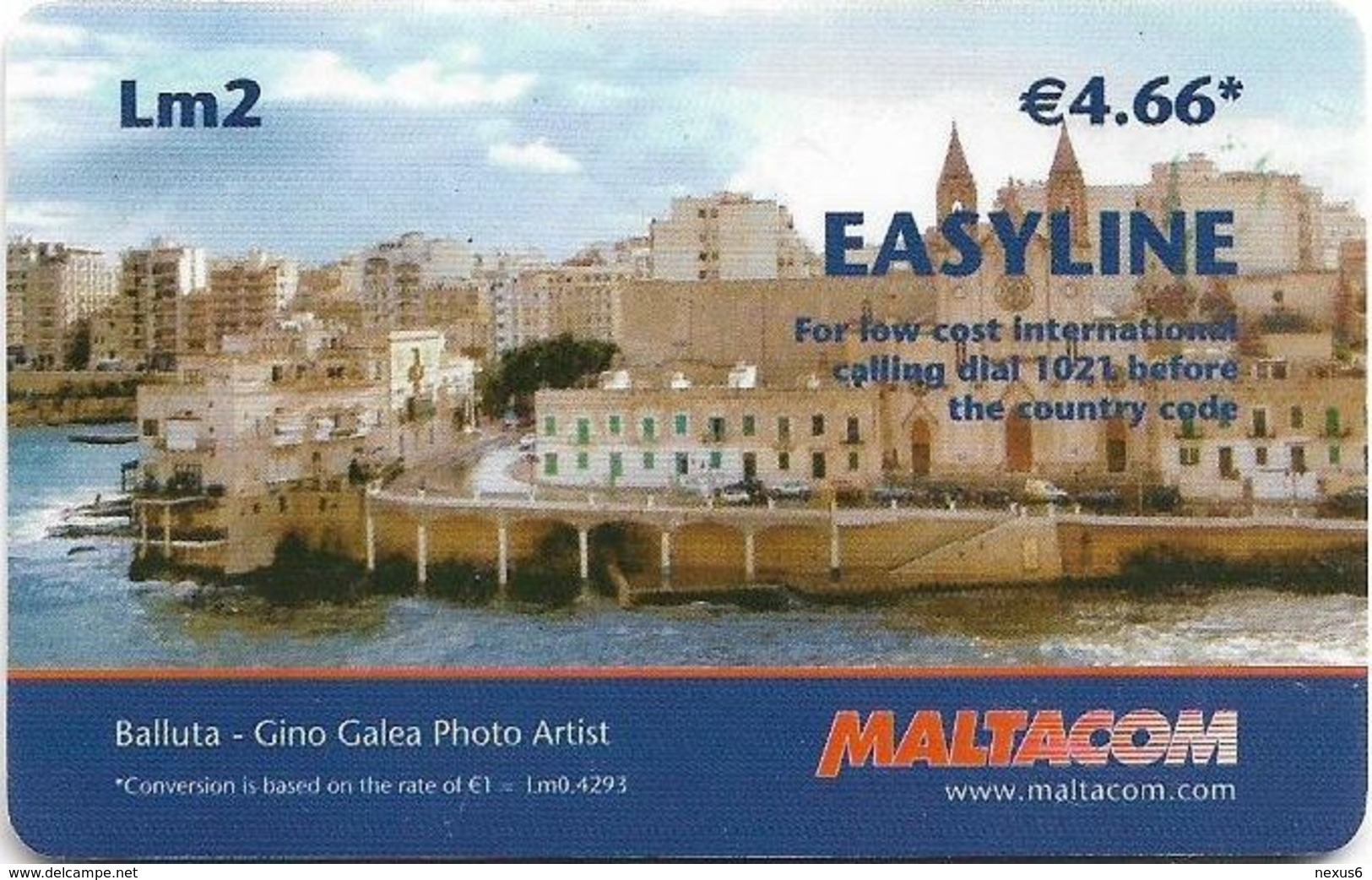 Malta - Easyline-Maltacom - Balluta Bay - Remote Mem. 2₤, 200.000ex, Used - Malte