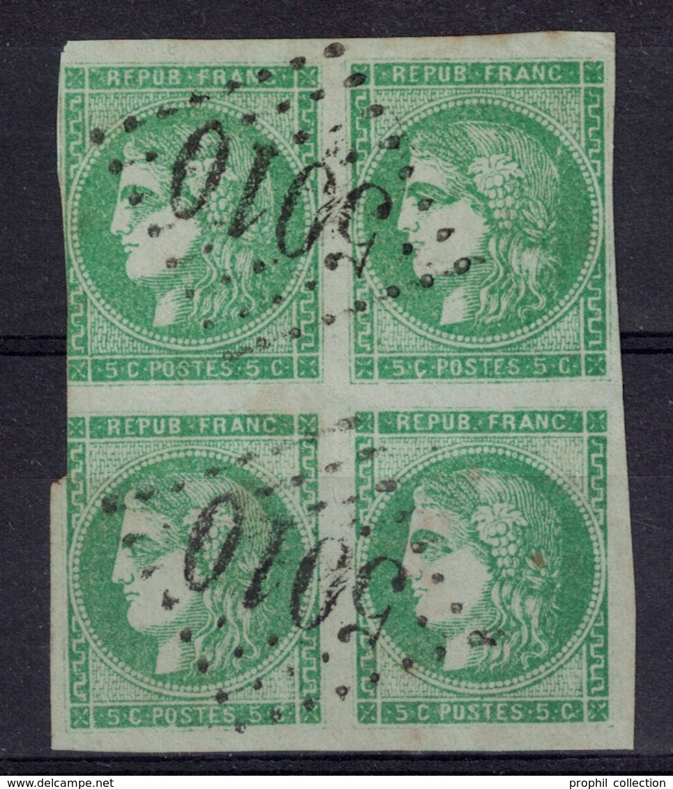 RARE BLOC De 4 TIMBRES Au TYPE BORDEAUX N° 42 42B Avec OBLITÉRATION GC 5010 De AUMALE ALGER ALGERIE (COTE MINI 2500€) - 1870 Emission De Bordeaux