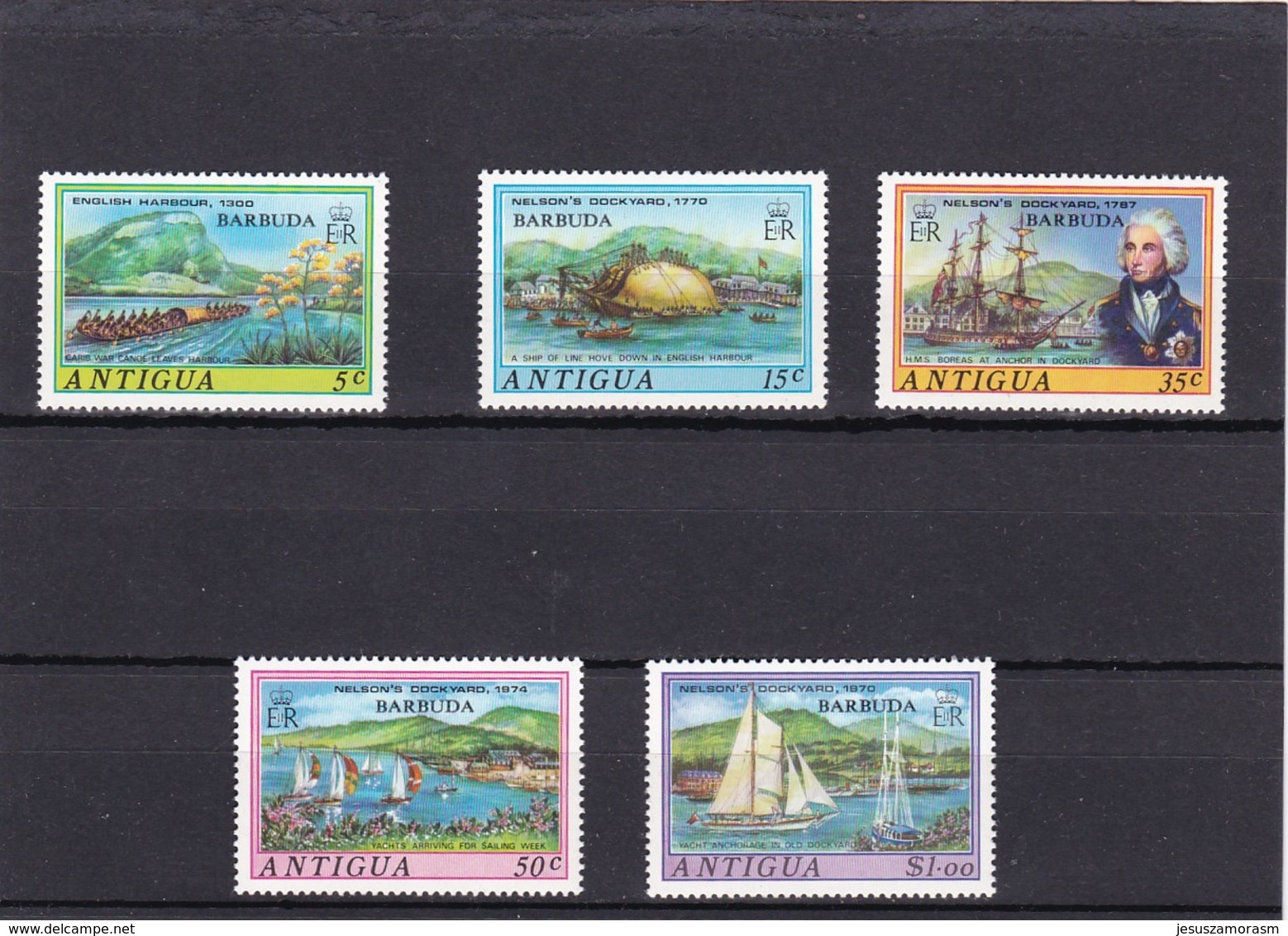 Barbuda Nº 208 Al 212 - Antigua Y Barbuda (1981-...)