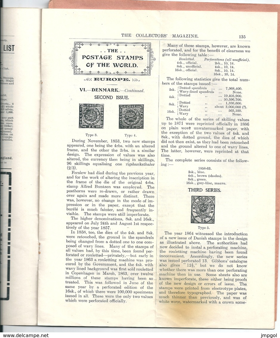 The Collector's Magazine N°57 Juin 1906 Philatélie,Numismatique Cartes Postales Etude Timbres Danemark - Inglés (hasta 1940)