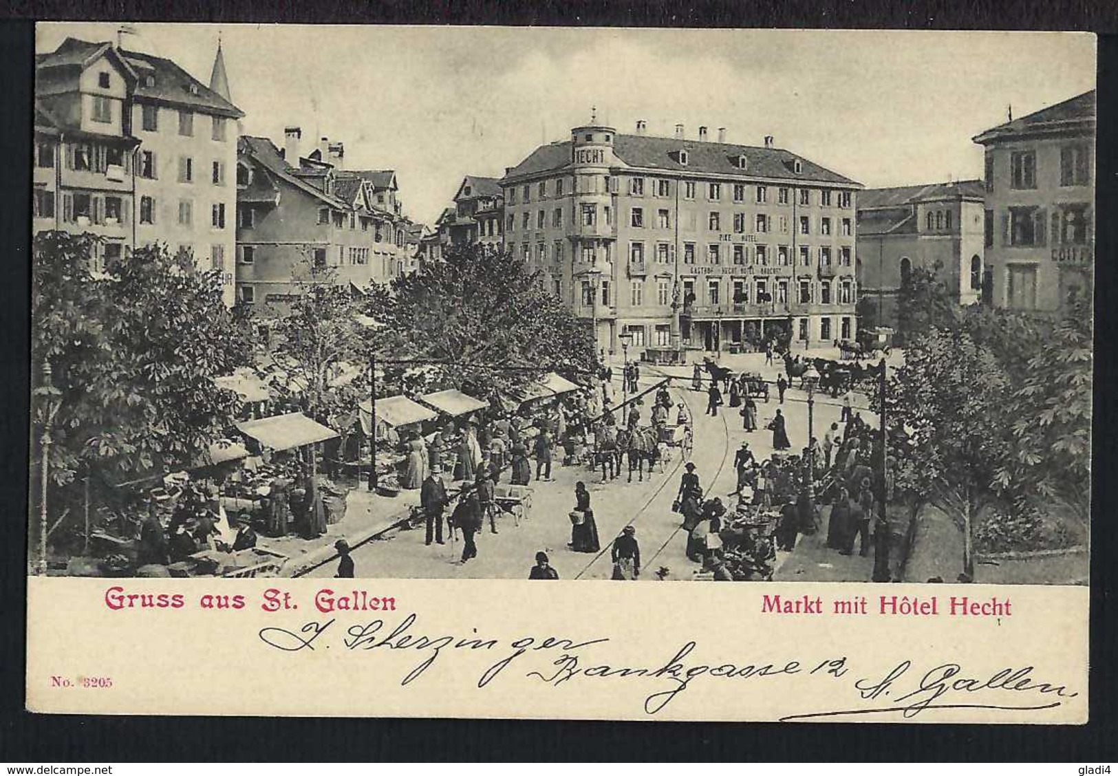 Gruss Aus St.Gallen - Markt Mit Hotel Hecht - 1901 - Saint-Gall