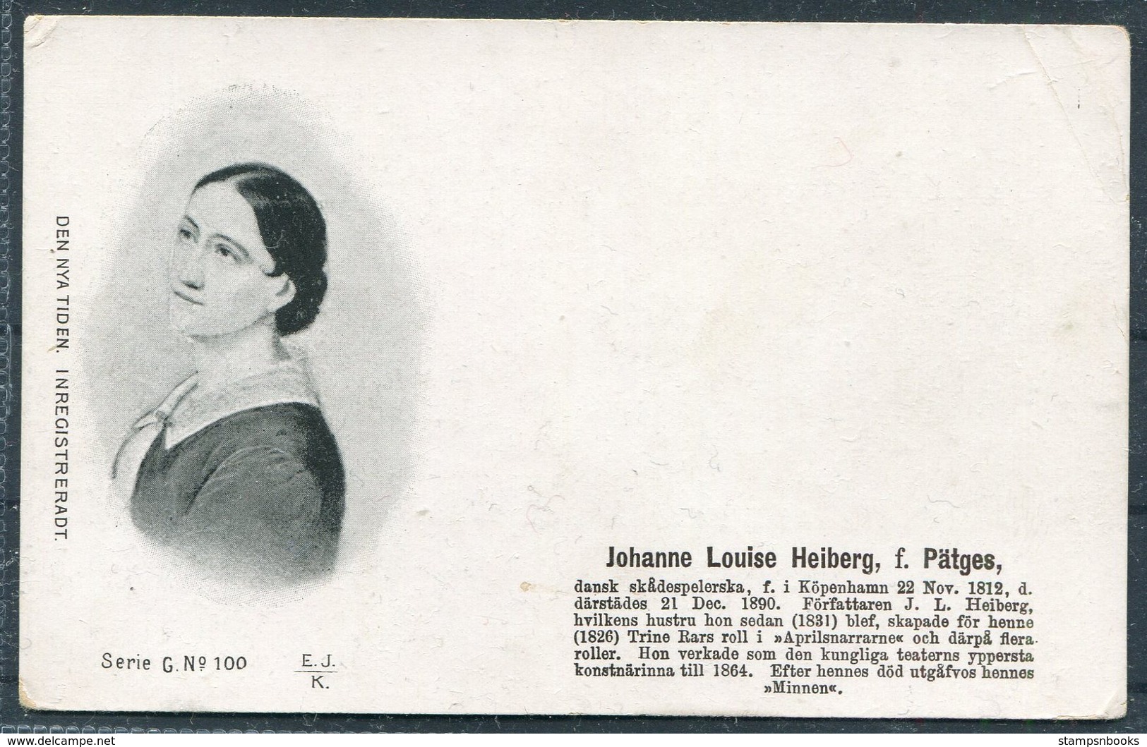 Denmark Den Nya Tiden. Inregistreradt Postcard. Johanne Louise Heiberg - Politicians & Soldiers