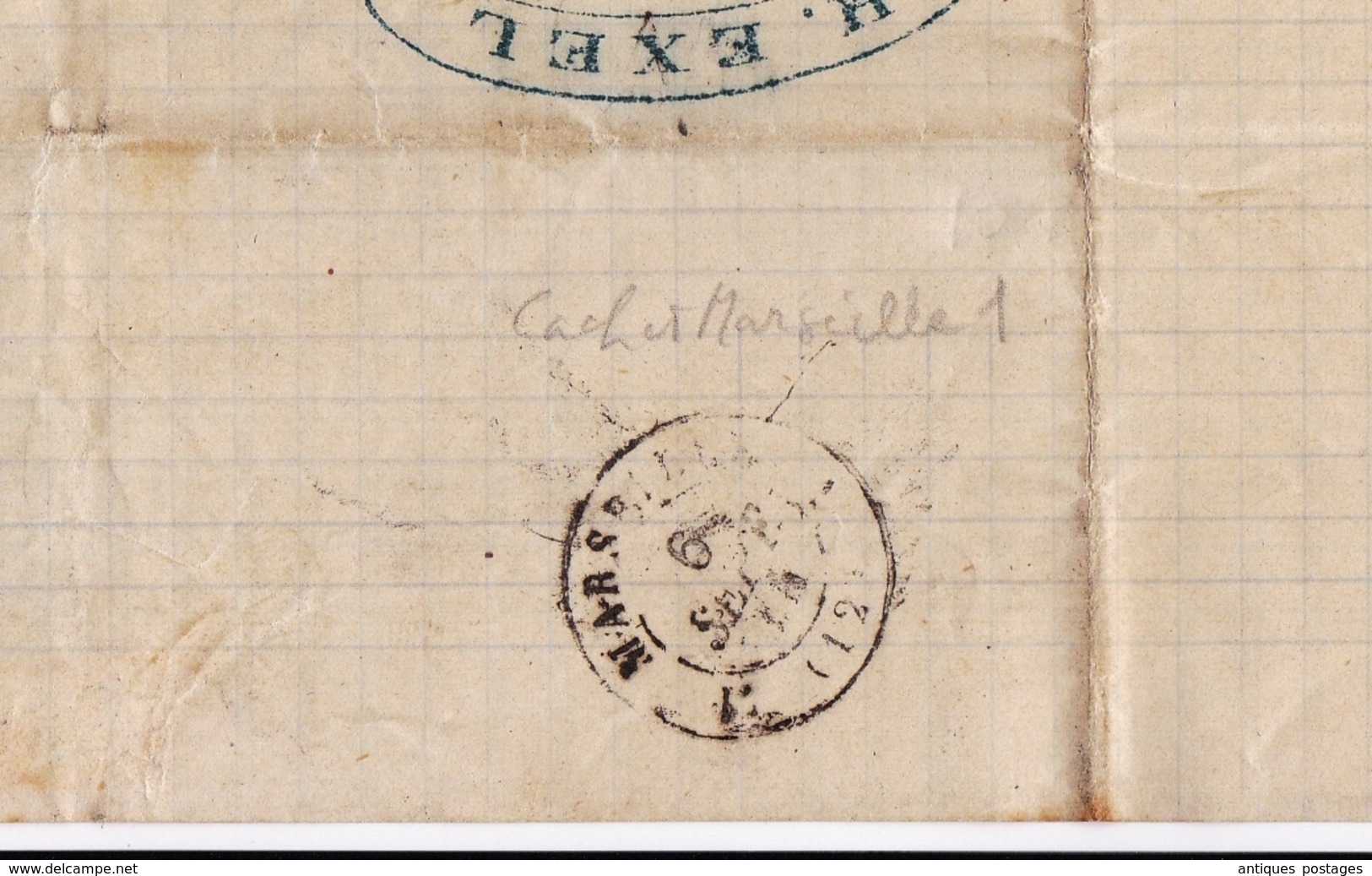 Lettre Marseille 1874 Henri Exel Bouches du Rhône Timbre Cérès 15 Centimes Cachet Gros Chiffre 2240