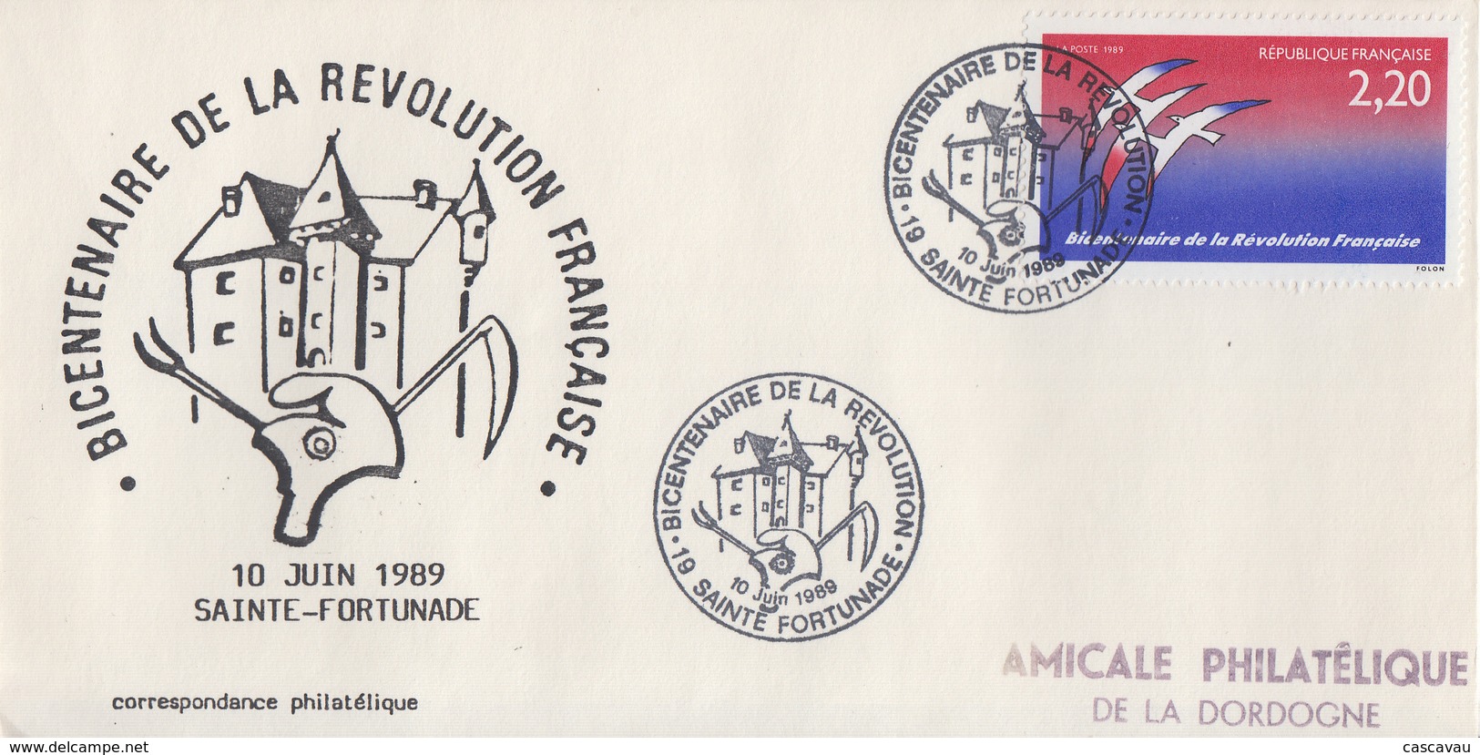 Enveloppe  FRANCE    Bicentenaire  De  La   REVOLUTION      SAINTE  FORTUNADE    1989 - Franse Revolutie