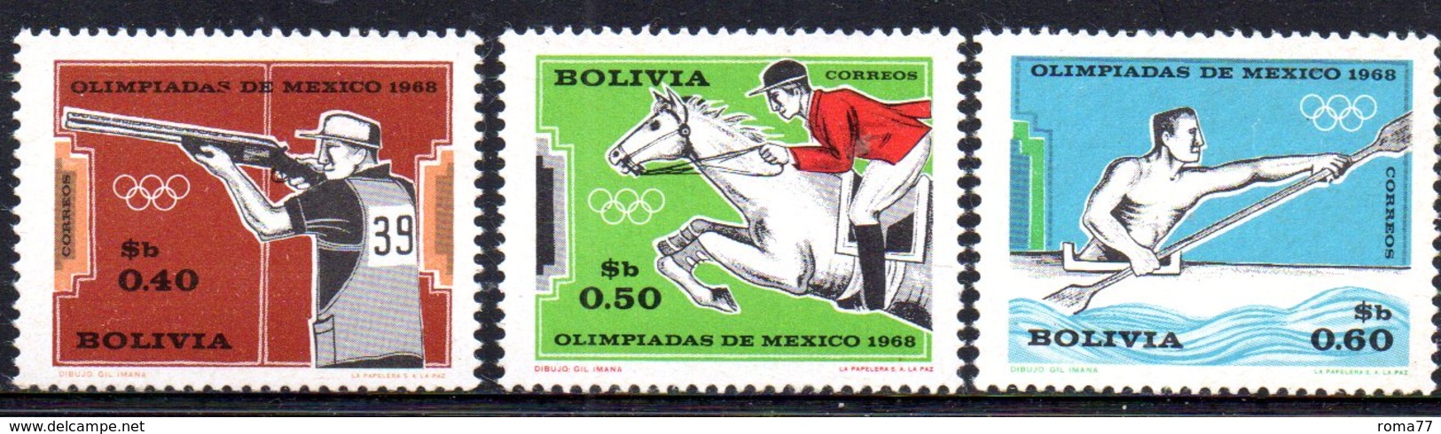 APR1846 - BOLIVIA 1969 ,   Yvert N. 485/487  ***  MNH  (2380A)  Messico 1968 - Bolivia